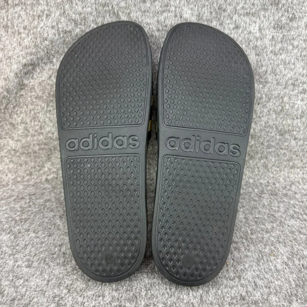 ✅Mens 14 Adidas Adilette Comfort Slides Sandals Lightweight Black/Gold 3-Stripe - Picture 4 of 13